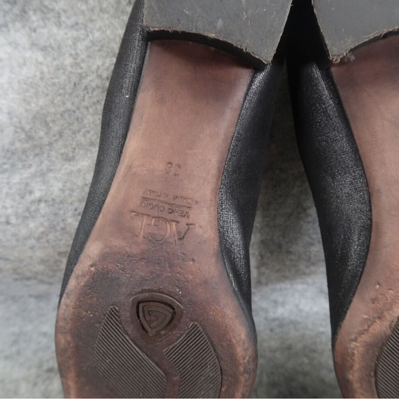 AGL Shoes Womens 38 Pump Loafers Patent Point Toe Leather Black Fashion Career - Picture 8 of 9